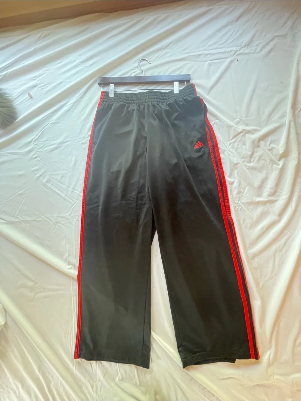 adidas Black Sweatpants with Red Side Stripes Men’s Large